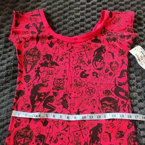 Creepsville 666 red & black sexy devil halloween off shoulder shirt